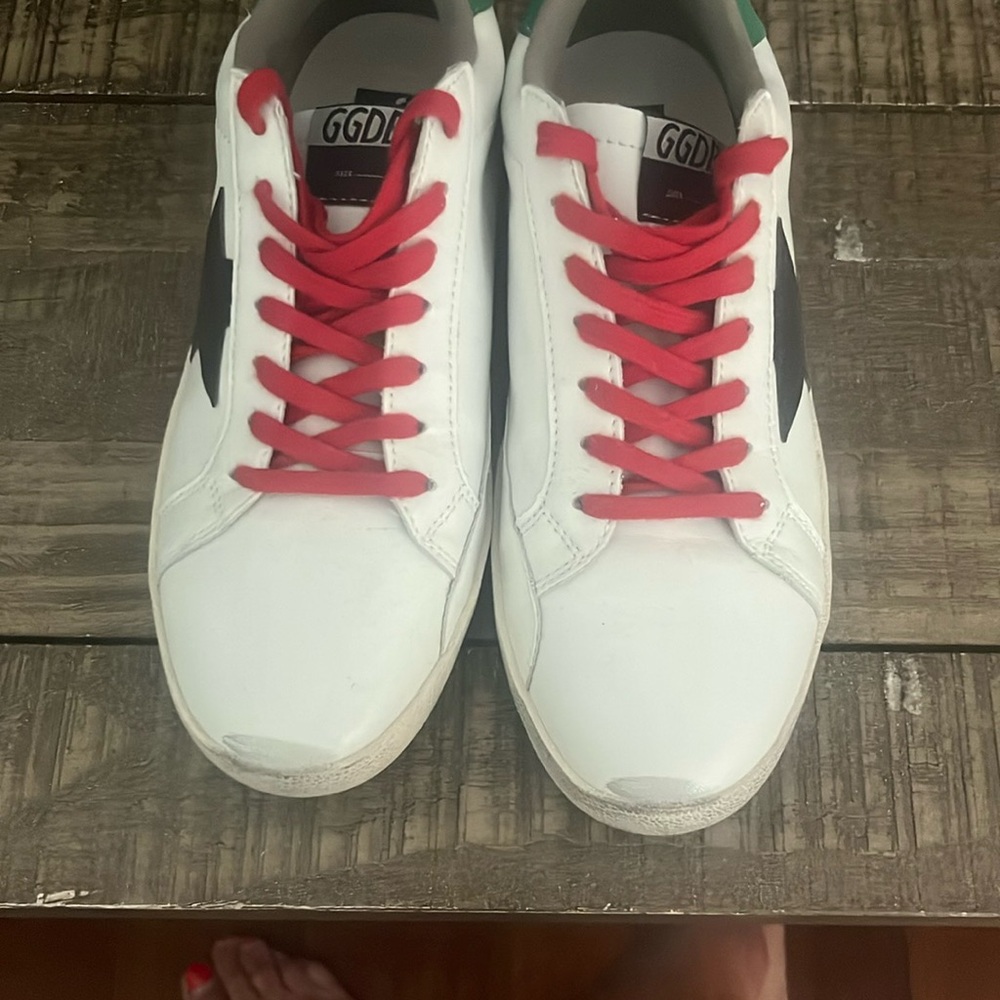 Golden Goose White and Red Sneakers Casual Style